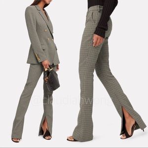 New ALC Javier Houndstooth Plaid Split Flared Pants in Gold Multi
